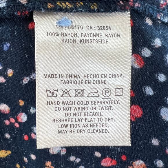 Anthropologie MAEVE Navy Confetti Print Cap Sleeve V-Neck Button-Down Size S - Picture 9 of 9